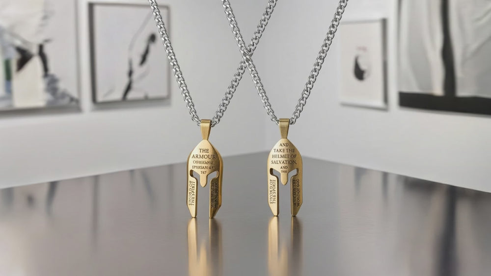 
                
                    Load and play video in Gallery viewer, Gold Helmet Necklace
                
            