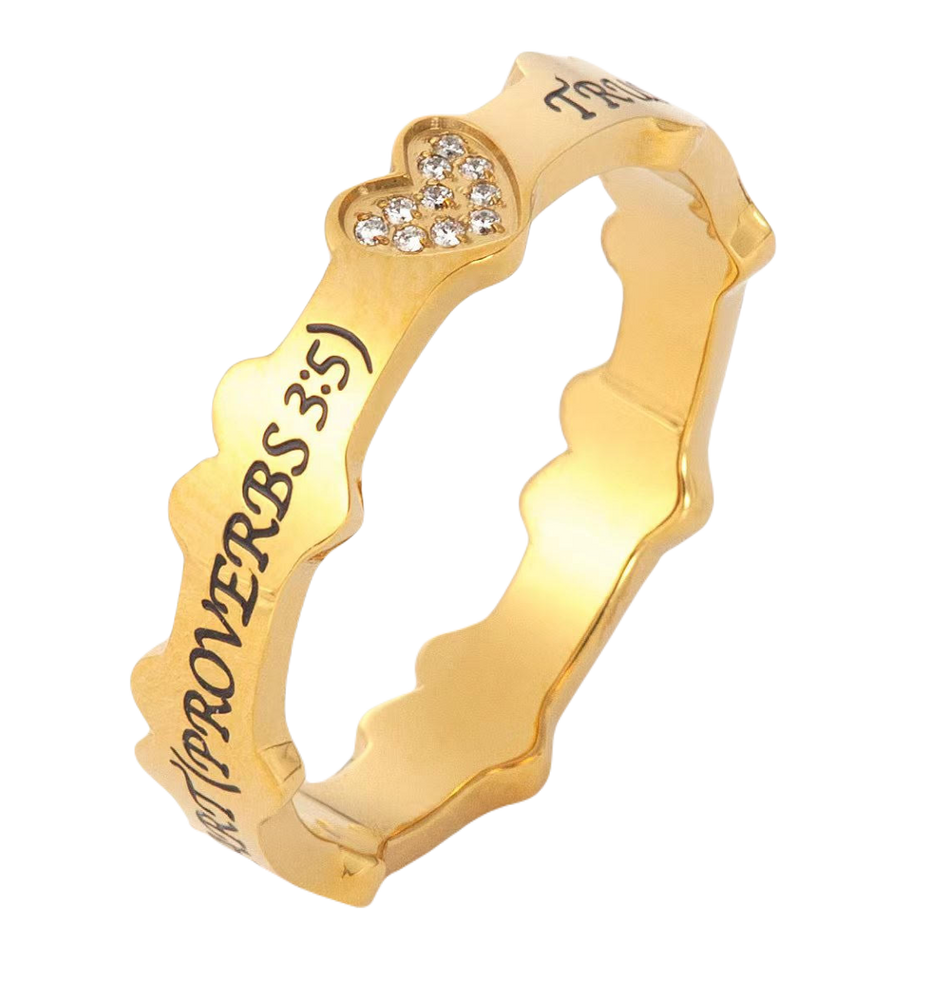 Gold Crown of Hearts Ring