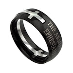 Men's Black Square Double Cross Ring