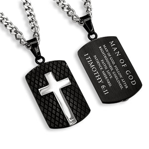 Men's Diamond Back Black Shield Cross