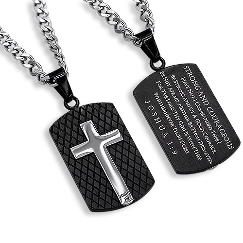 Men's Diamond Back Black Shield Cross