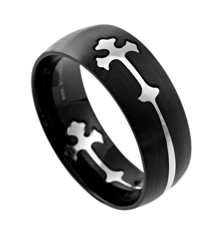 Men's Black Double Cross Band