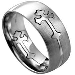 Men's Silver Double Cross Band