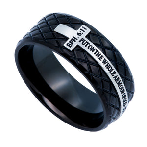 Men's Black Diamond Back Cross Ring