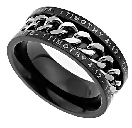 Men's Black Chain Ring