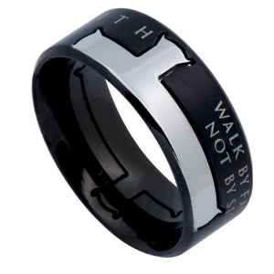 Men's Black Iron Cross Ring