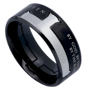 Men's Black Iron Cross Ring