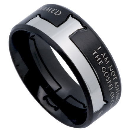 Men's Black Iron Cross Ring