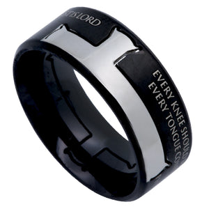 Men's Black Iron Cross Ring