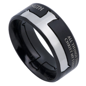 Men's Black Iron Cross Ring