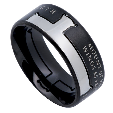 Men's Black Iron Cross Ring