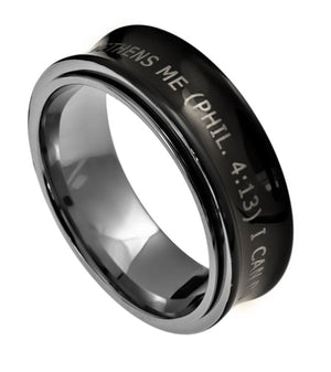 Men's Black Spinner Ring