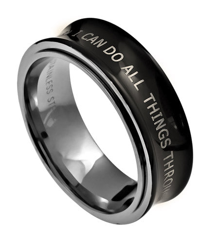 Men's Black Spinner Ring