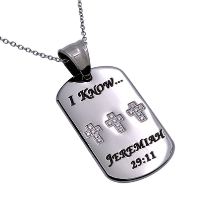 CZ Calvary Dog Tag Necklace