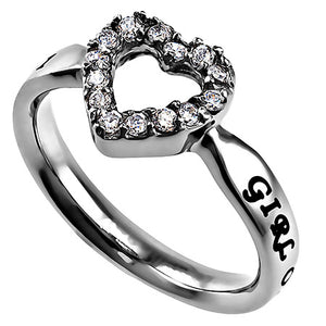 Women's CZ Open Heart Ring