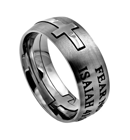 Men's Silver Square Double Cross Ring