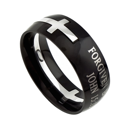 Black Square Double Cross Ring