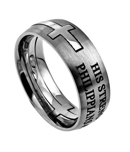 Men's Silver Square Double Cross Ring