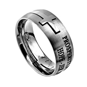 Men's Silver Square Double Cross Ring