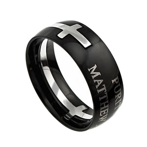 Men's Black Square Double Cross Ring