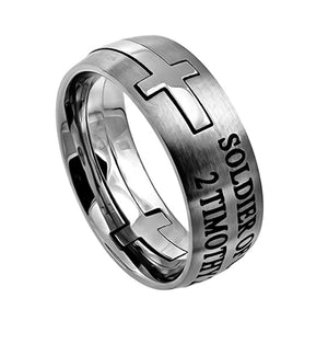 Men's Silver Square Double Cross Ring