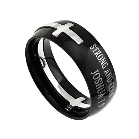 Black Square Double Cross Ring