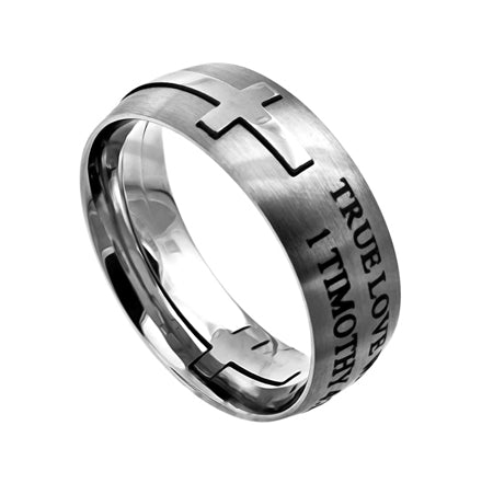 Men's Silver Square Double Cross Ring