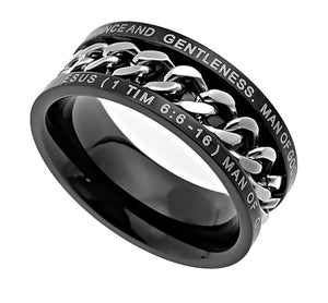 Men's Black Chain Ring