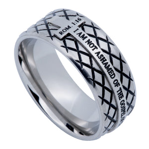 Men's Silver Diamond Back Cross Ring