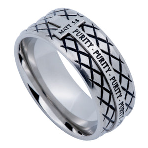 Men's Silver Diamond Back Cross Ring