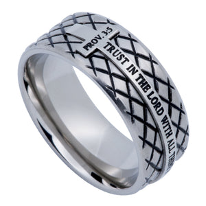 Men's Silver Diamond Back Cross Ring