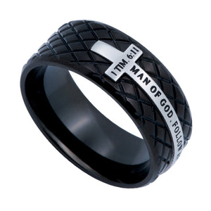 Men's Black Diamond Back Cross Ring