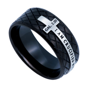 Men's Black Diamond Back Cross Ring