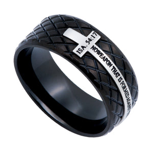 Men's Black Diamond Back Cross Ring