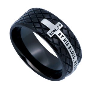 Men's Black Diamond Back Cross Ring