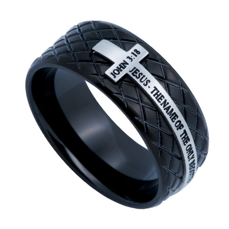 Men's Black Diamond Back Cross Ring