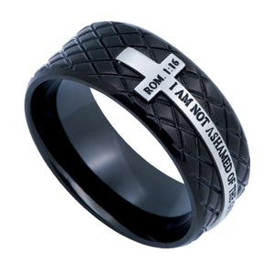 Men's Black Diamond Back Cross Ring