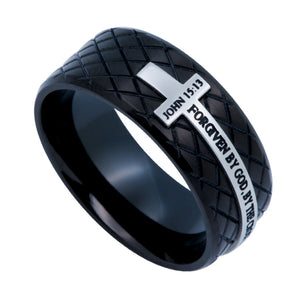 Men's Black Diamond Back Cross Ring