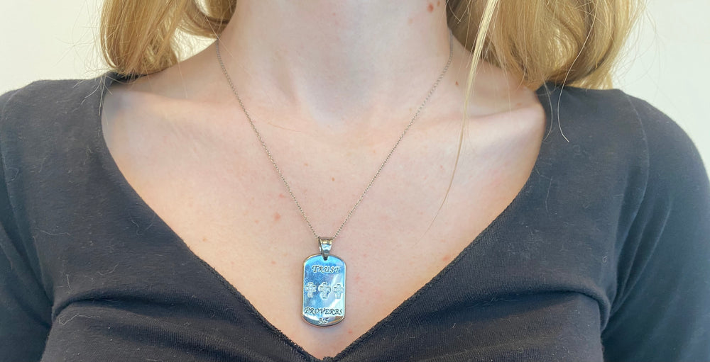 CZ Calvary Dog Tag Necklace