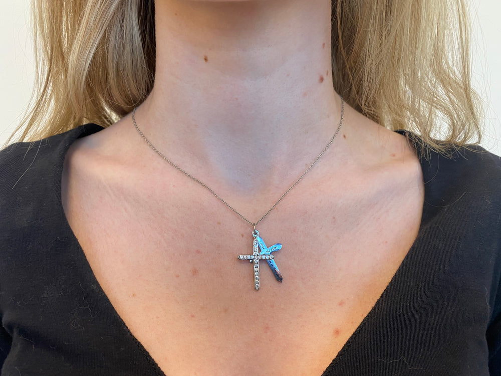CZ Twin Cross Necklace